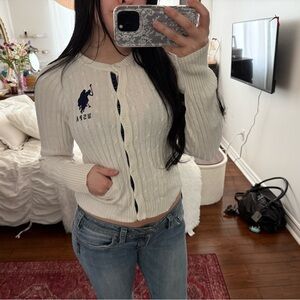 U.S. Polo Assn. Cream Cable Knit Cardigan